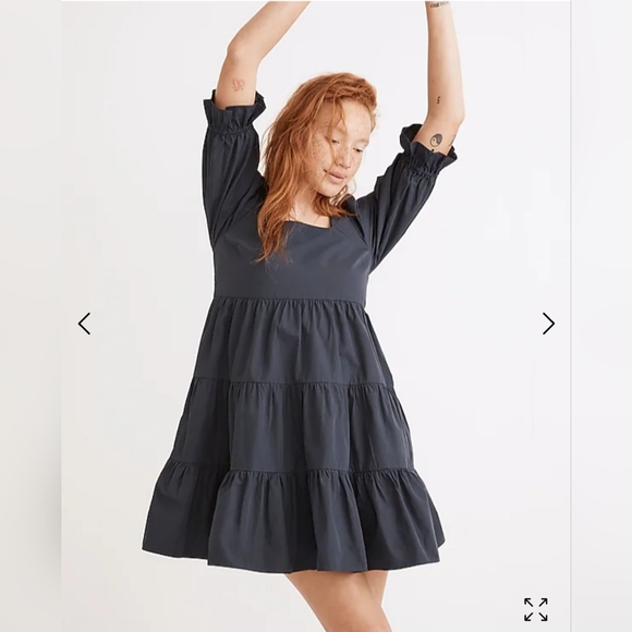 Madewell Poplin Lizzie Dress Square Neck in Twilight Size 00 - Picture 1 of 11